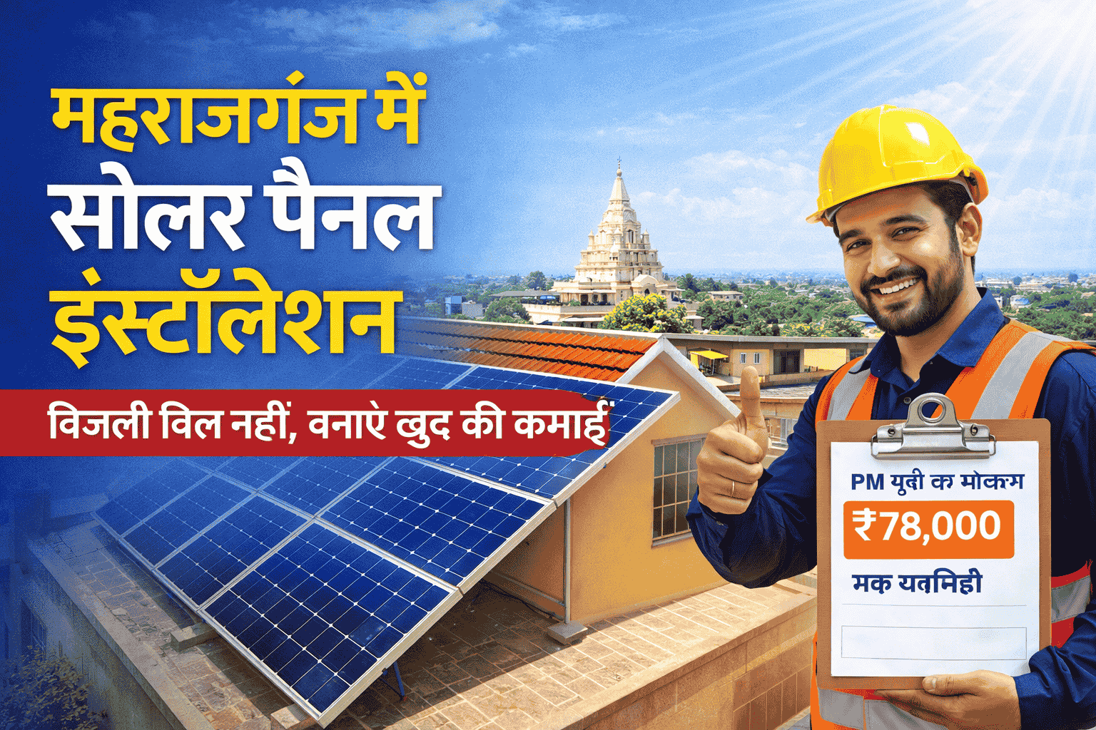 महराजगंज में सोलर पैनल इंस्टॉलेशन – अब बिजली बिल नहीं, खुद की कमाई बनाएं