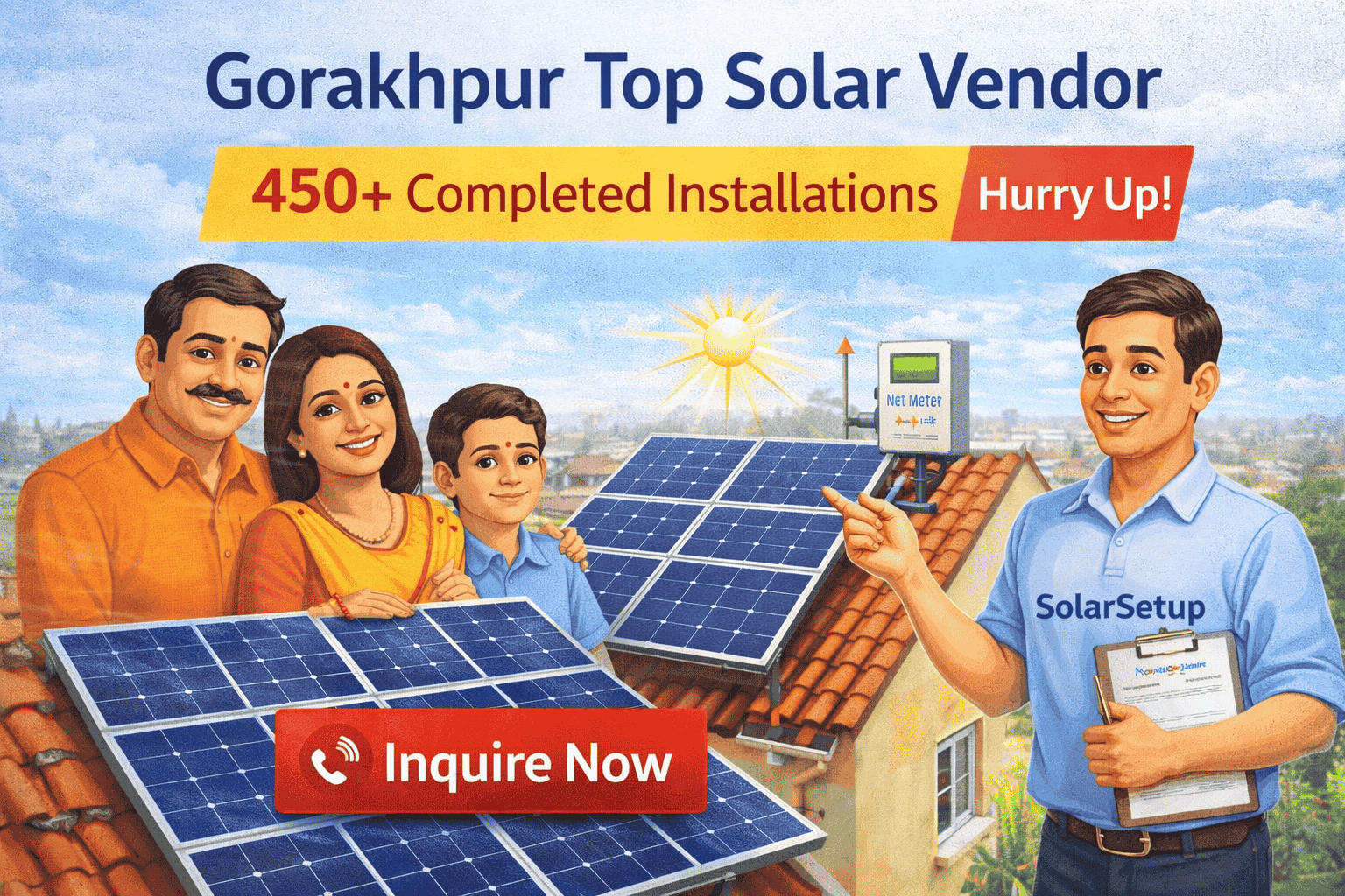 गोरखपुर में टॉप सोलर वेंडर – 450+ सफल इंस्टॉलेशन, अभी लगवाएं सोलर और पाएं मुफ्त बिजली