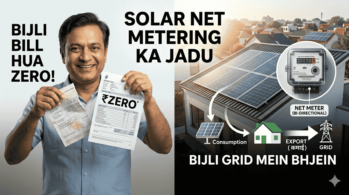 सोलर नेट मीटरिंग: अब बिजली बिल आएगा जीरो! जानें ग्रिड में बिजली भेजने का पूरा तरीका